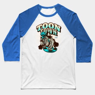 Groove Wolf DJ Hip-Hop Hilarity in Toon Town YXE Baseball T-Shirt